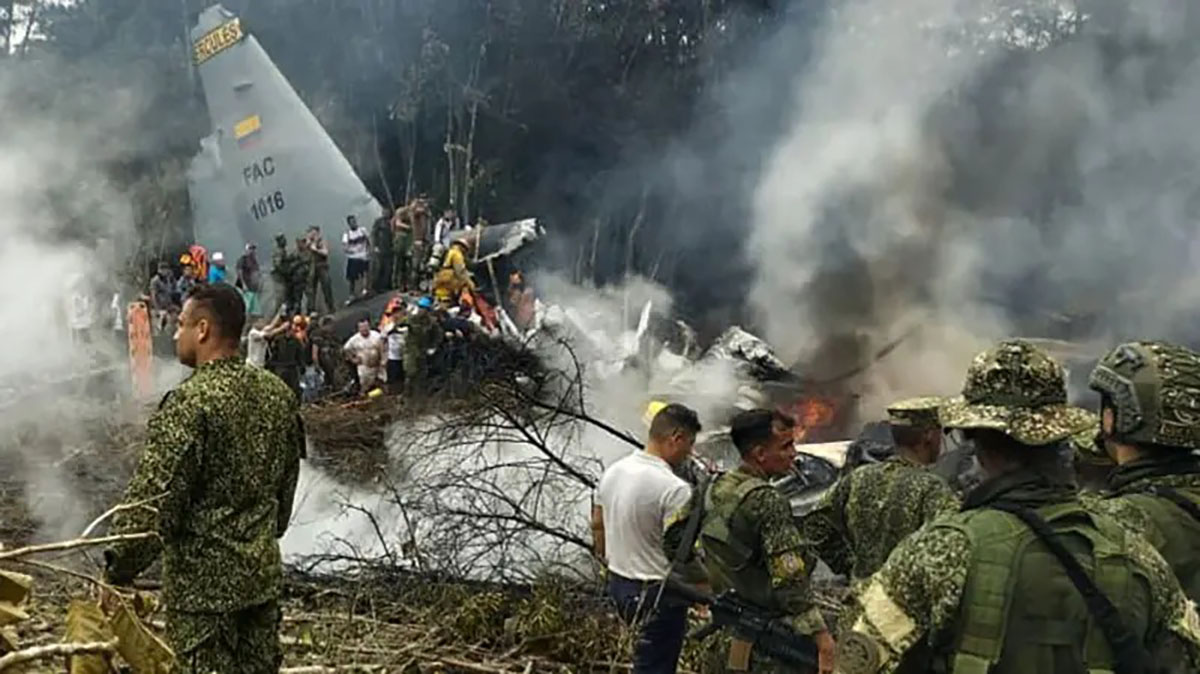 Colombian military plane crash kills at least 66